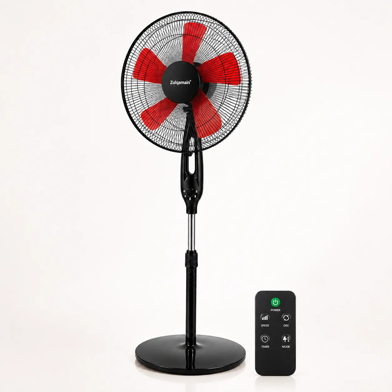 16 Inch Pedestal Fan with remote control on an adjustable-height stand