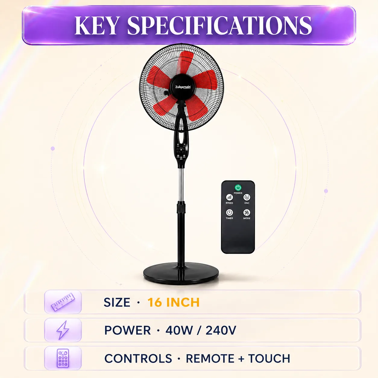 A2Z pedestal fan key specifications thumbnail