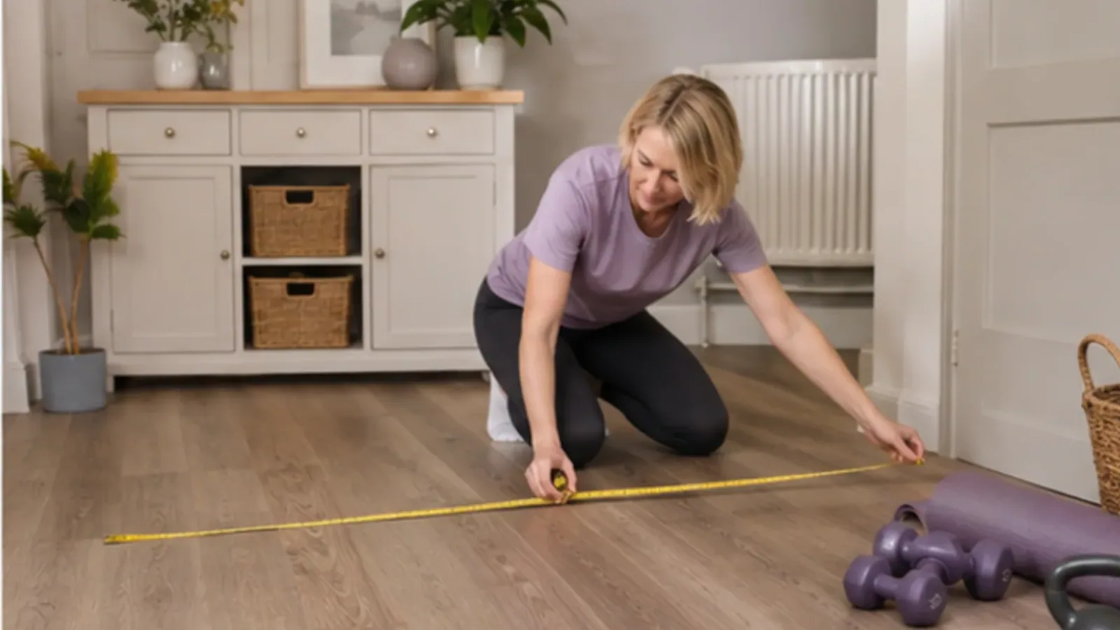 Get Fit at Home decision guide, chapter 2 — visual context for Measure your workout and storage space