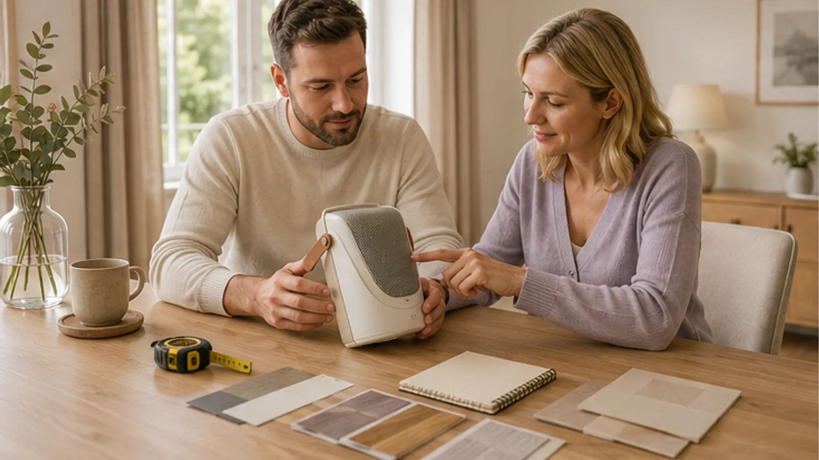 Adults comparing product specifications, measurements and evidence — visual context for How SHC makes product choices clearer