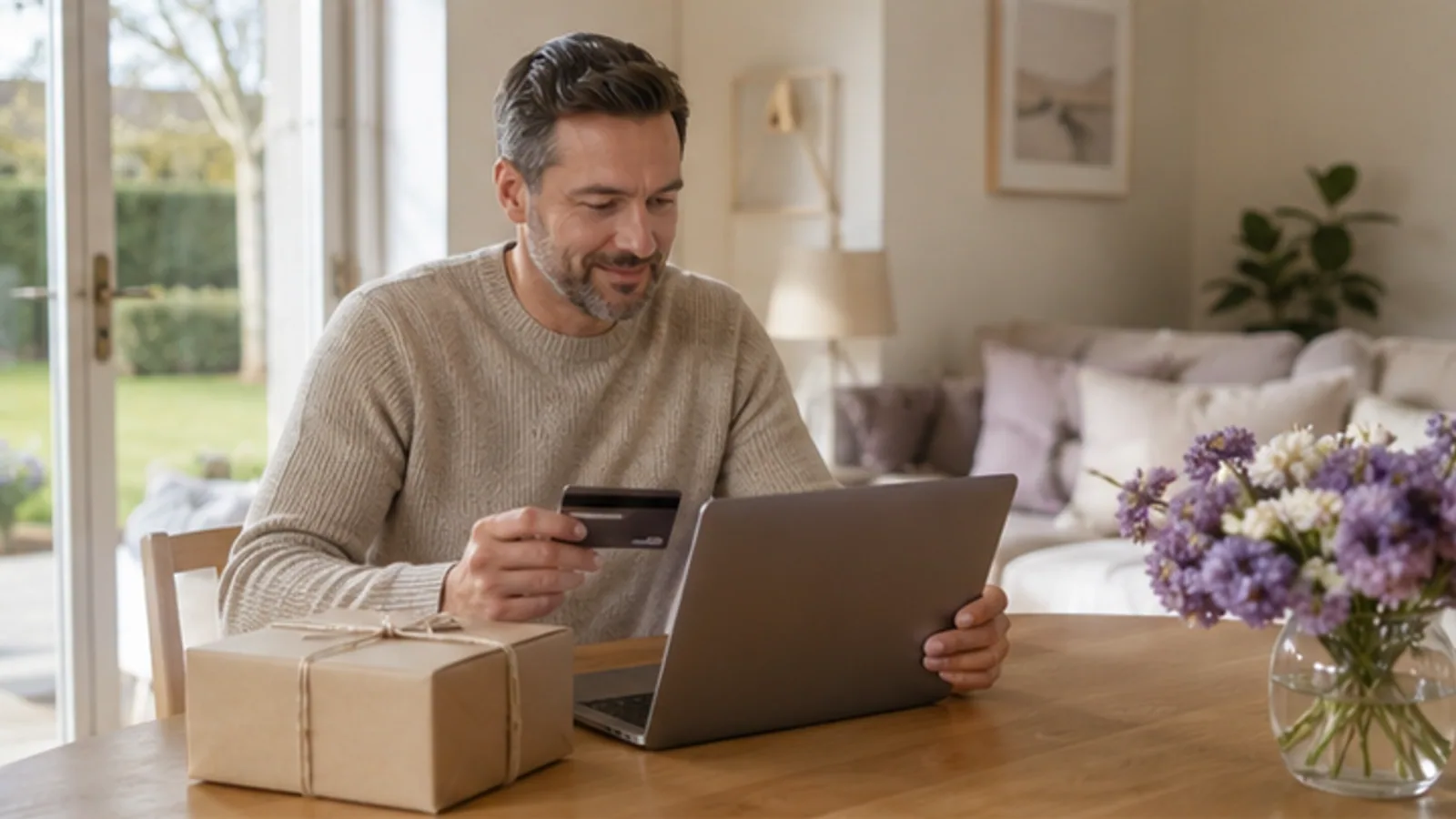 A shopper moving from product choice towards online purchase — visual context for What happens when you choose a product