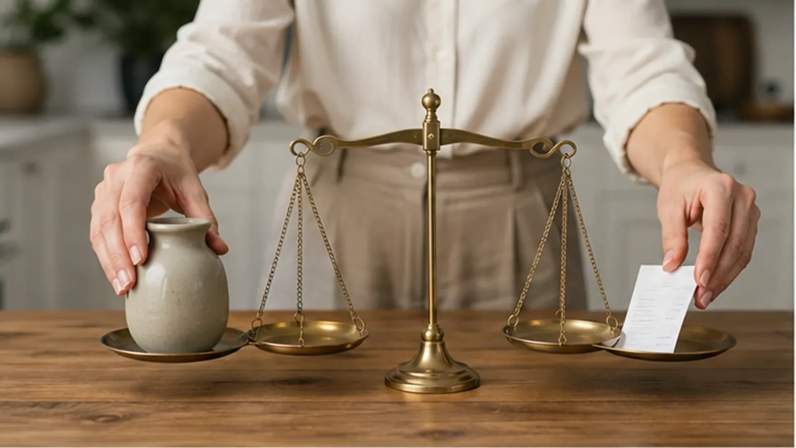 Layered mother-of-pearl agreement folio within a champagne-gold orbit — visual context for Liability and consumer rights