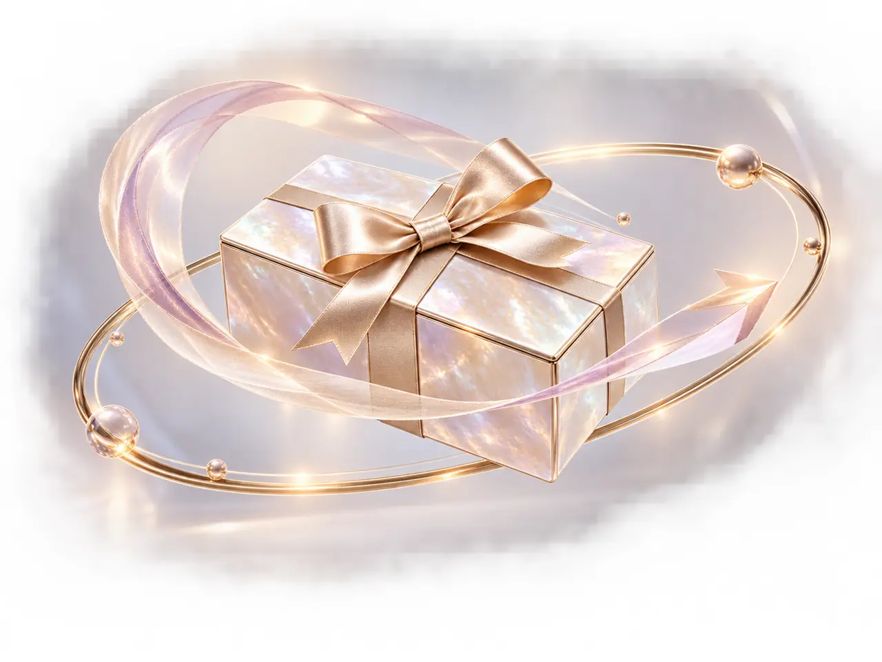 Mother-of-pearl parcel following a champagne-gold delivery route